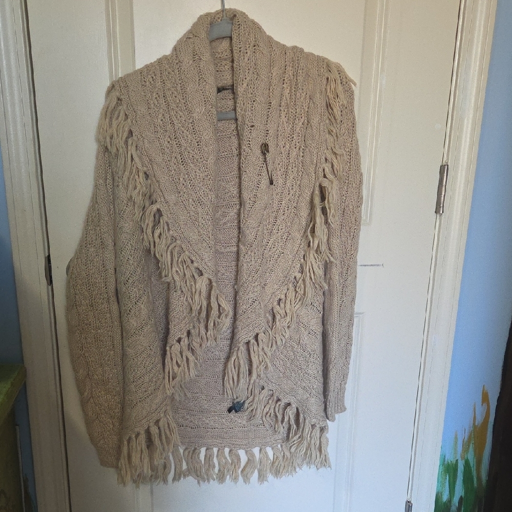 Ralph Lauren Beige Fringed Cardigan